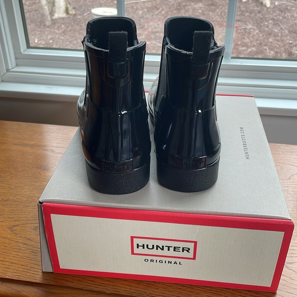 Hunter Glossy Black Chelsea Boots - Picture 3 of 10